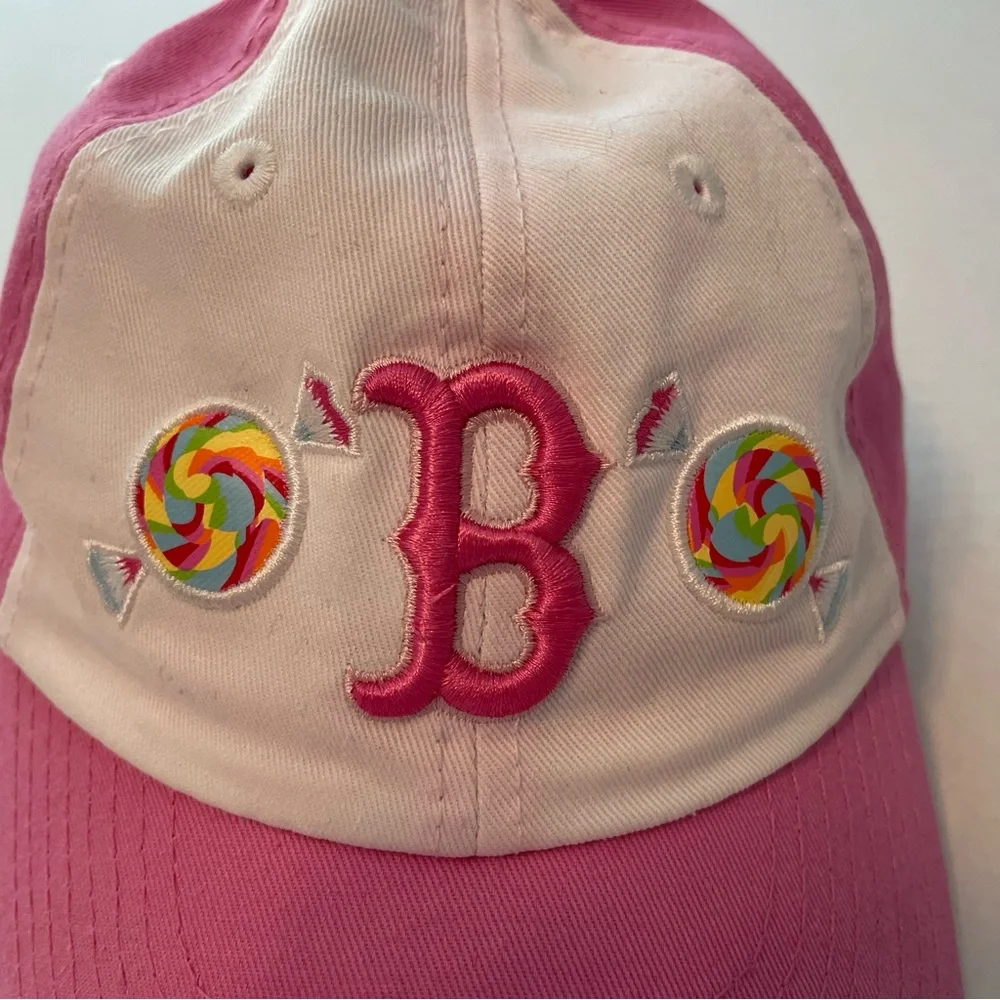 Boston Red Sox MLB New Era Pink White Girls Adjustable Swirl Candy